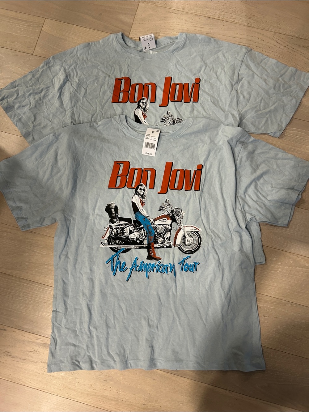 Bon Jovi Light Blue Short Sleeve Graphic Tee - The American Tour